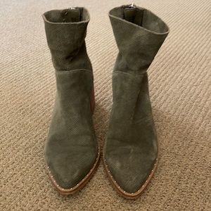 Olive green Shine & Bond booties size 6.5